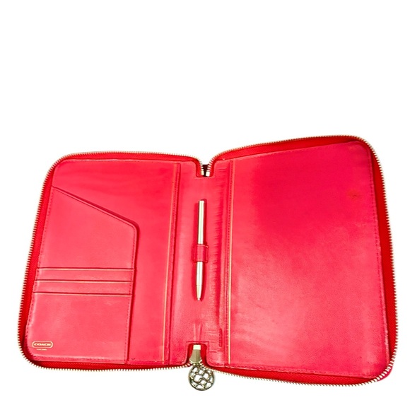 Coach Embossed Red Leather Zip Planner/Wallet/Organizer Clutch & Coach Pen - Picture 11 of 12